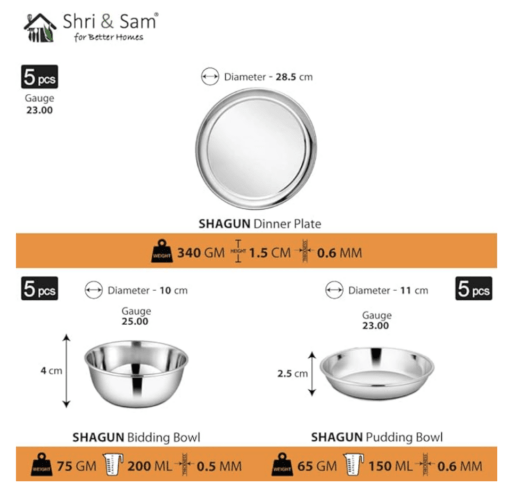 Shri & Sam Stainless Steel Shagun Dinner Set (30 Pcs Set) - Image 3